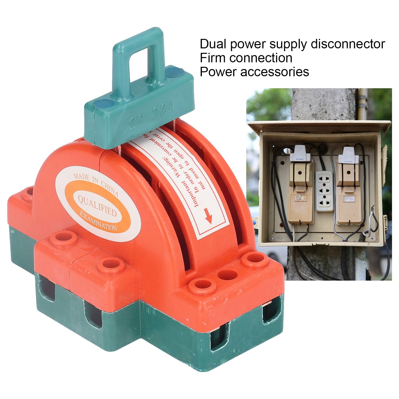 Knife Switch 32A 2 Pole Double Throw Firm Connection Strong Performance Home Appliances Knife Switch V1294-YM0523-3114220012411