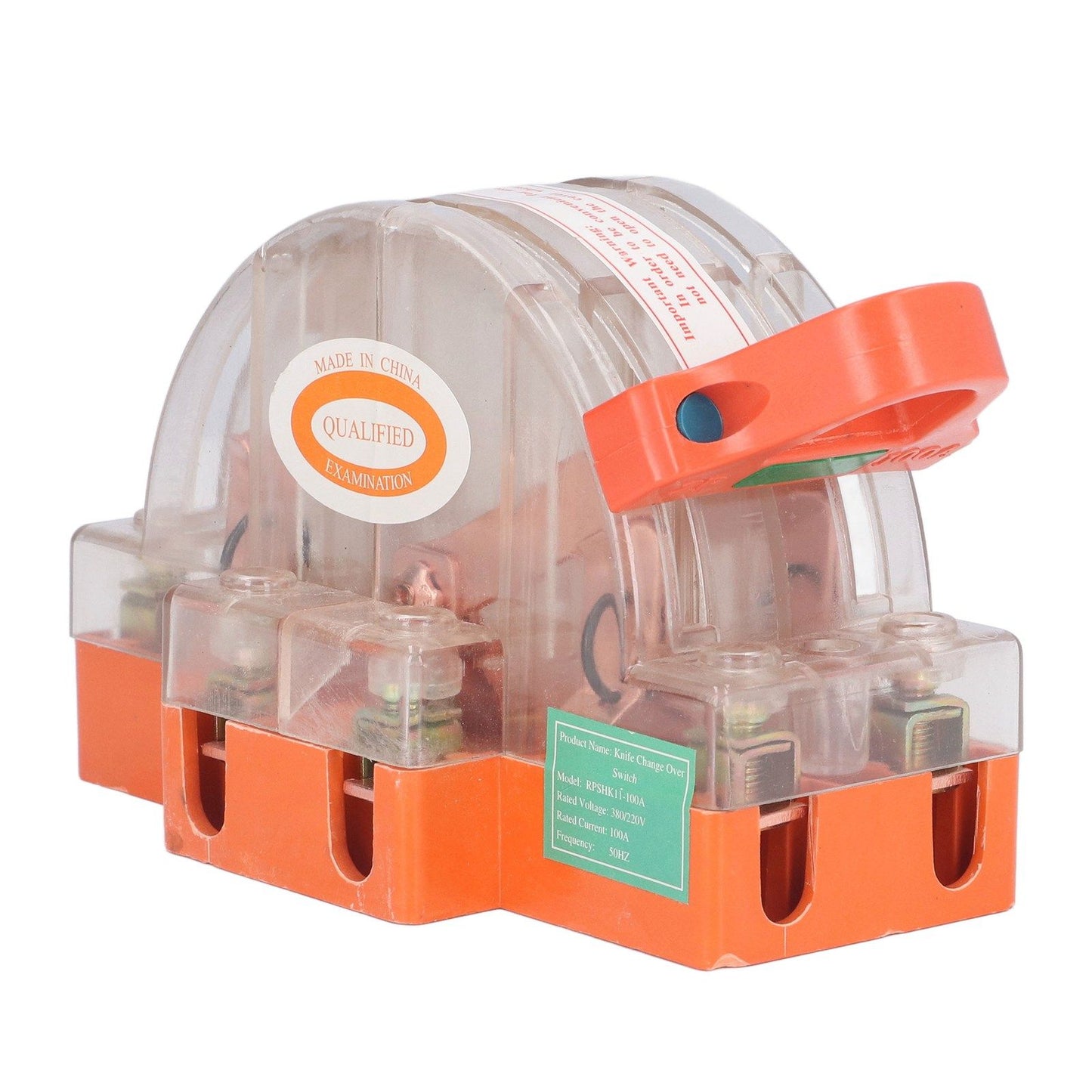 Double Pole Knife Switch Transparent Shell 2P 100A Safety Knife Switch with LED Indicator for Generator Power V1294-YM0523-3114220012711