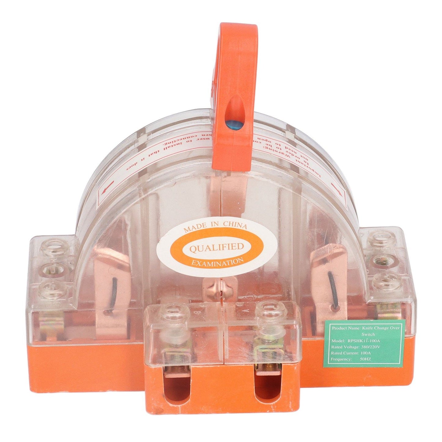 Double Pole Knife Switch Transparent Shell 2P 100A Safety Knife Switch with LED Indicator for Generator Power V1294-YM0523-3114220012711