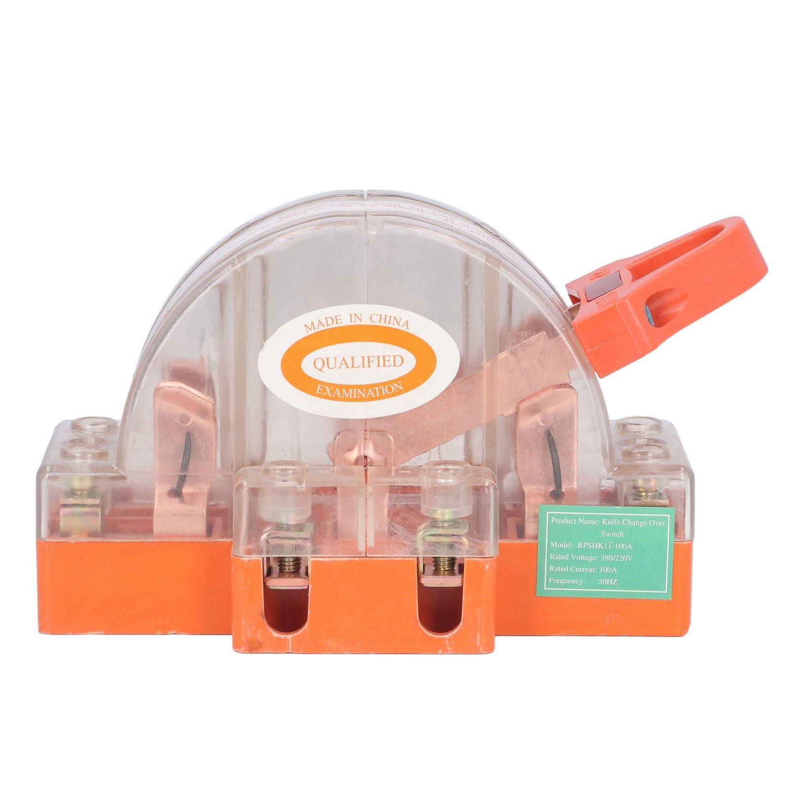 Double Pole Knife Switch Transparent Shell 2P 100A Safety Knife Switch with LED Indicator for Generator Power V1294-YM0523-3114220012711