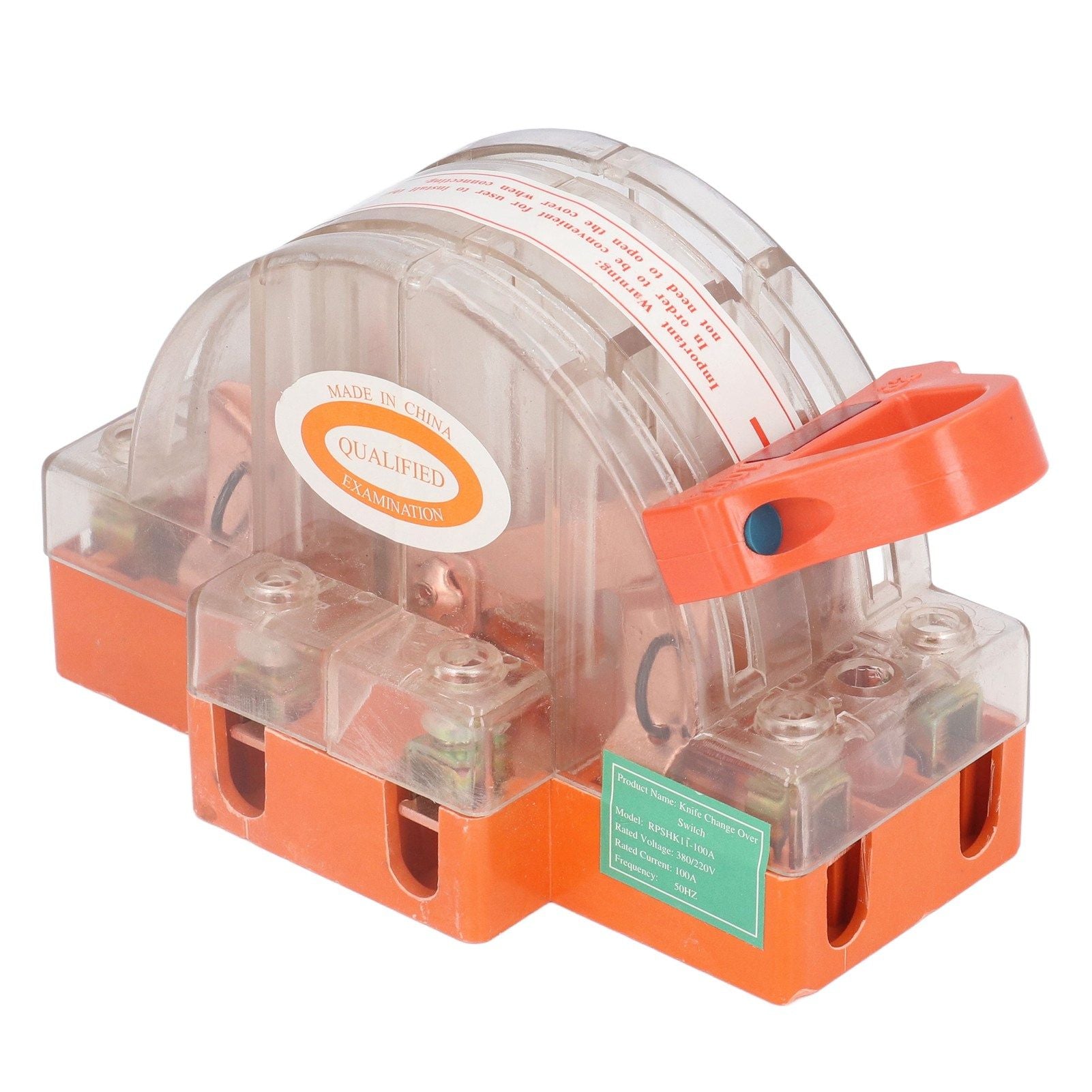 Double Pole Knife Switch Transparent Shell 2P 100A Safety Knife Switch with LED Indicator for Generator Power V1294-YM0523-3114220012711
