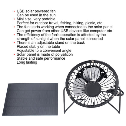 Polysilicon Solar Panel Fan Small Portable USB Solar Powered Fan for Travel Fishing Picnic 3W 6V V1294-YM0523-3114220012811