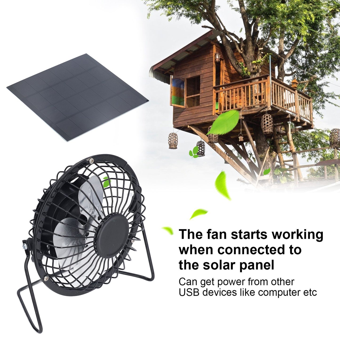 Polysilicon Solar Panel Fan Small Portable USB Solar Powered Fan for Travel Fishing Picnic 3W 6V V1294-YM0523-3114220012811