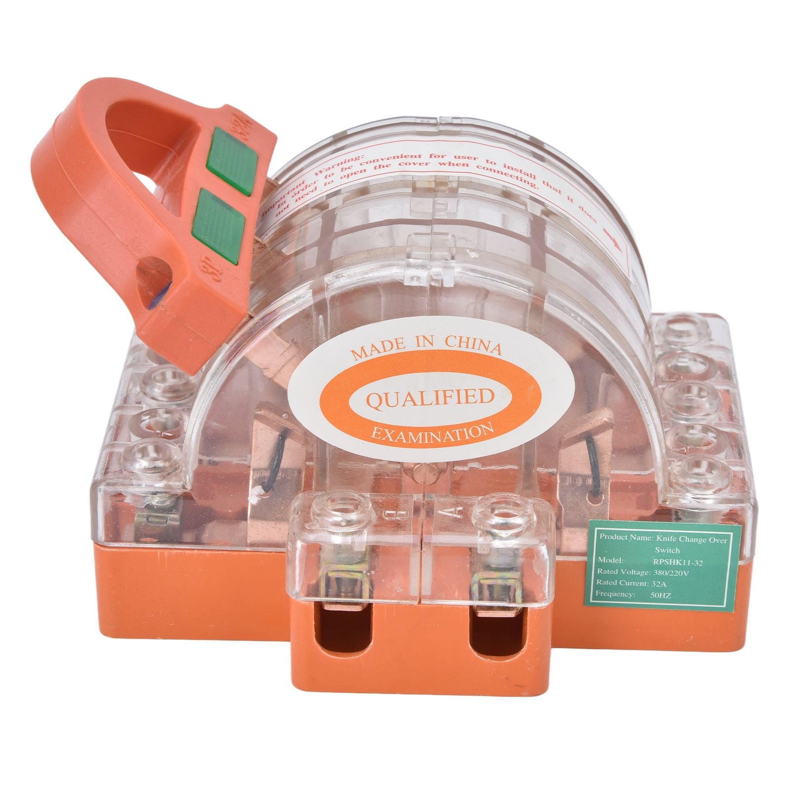 AC 380V 32A 3 Pole Knife Switch with LED Indicator Copper Transparent Shell Double Throw Disconnect Knife V1294-YM0523-3114220012911