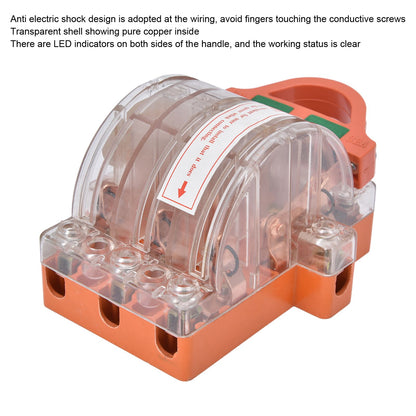 AC 380V 32A 3 Pole Knife Switch with LED Indicator Copper Transparent Shell Double Throw Disconnect Knife V1294-YM0523-3114220012911
