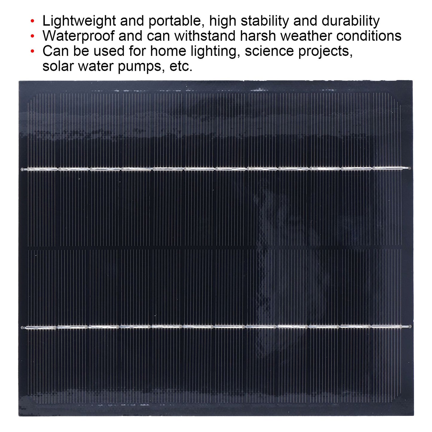 Solar Panel Waterproof 6W 12V DIY Solar Panel for Solar Toys/Lights/Displays Scientific Projects V1294-YM0523-3114220013611