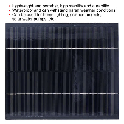 Solar Panel Waterproof 6W 12V DIY Solar Panel for Solar Toys/Lights/Displays Scientific Projects V1294-YM0523-3114220013611