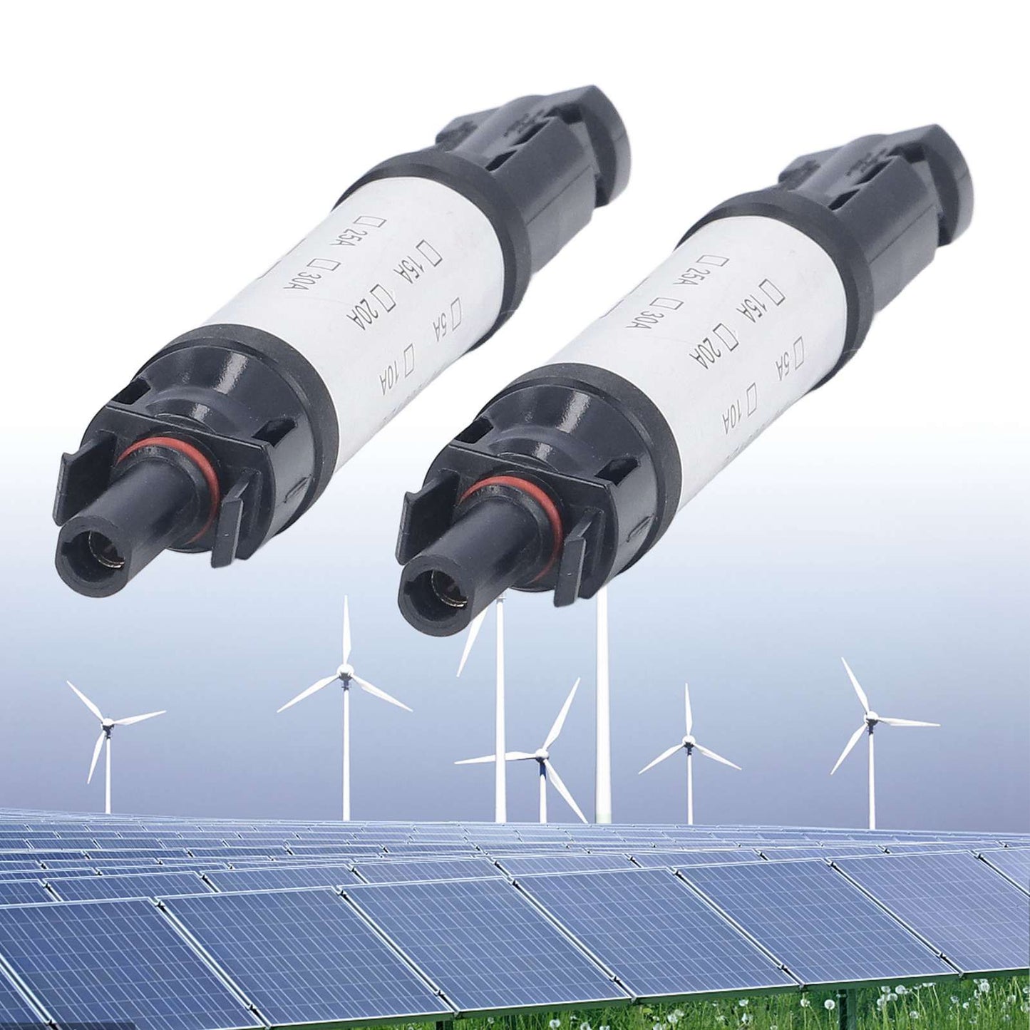 2Sets Solar PV Connectors Set IP68 Waterproof Anti UV 1000V Solar Built in Fuse Connector for Solar V1294-YM0523-3114220014014
