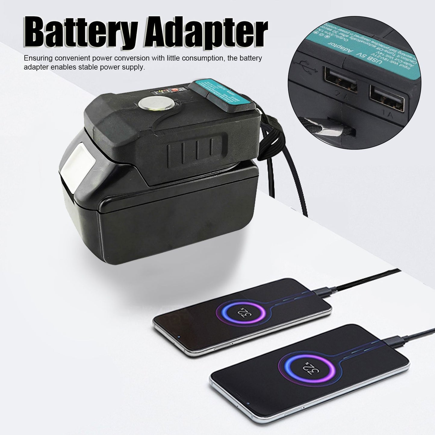 Battery Adapter Converter Conversion Kit Dock Power Connector USB for Charging 18V-21V V1294-YM0523-3114220015611