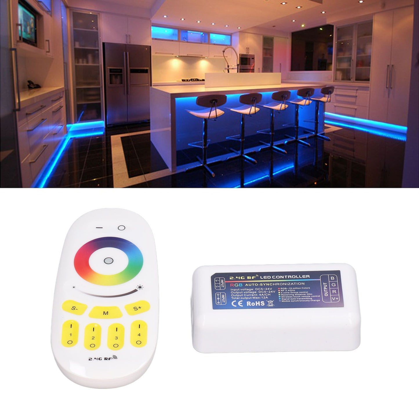 LED Controller DC524V 2.4G Quad Group Touch LED Strip Light Strip RGB Controller Compatible with MILIGHT V1294-YM0523-3114220016211