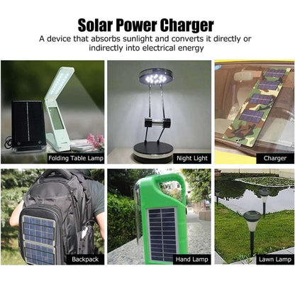 2Pcs Mini Solar Panel Portable Encapsulated Cell Epoxy Flexible DIY Use 0.7W 5V 0-140mA V1294-YM0523-3114220018011