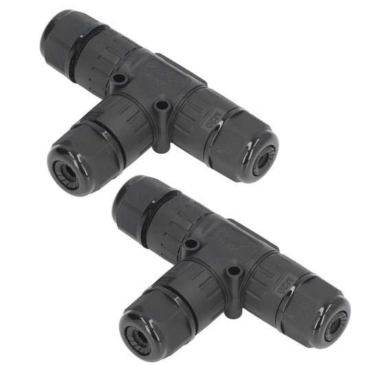 2Pcs T Type 3 Way 3 Wire Junction Box Connector Waterproof Connector for Outdoor LED Power Connection V1294-YM0523-3114220019111