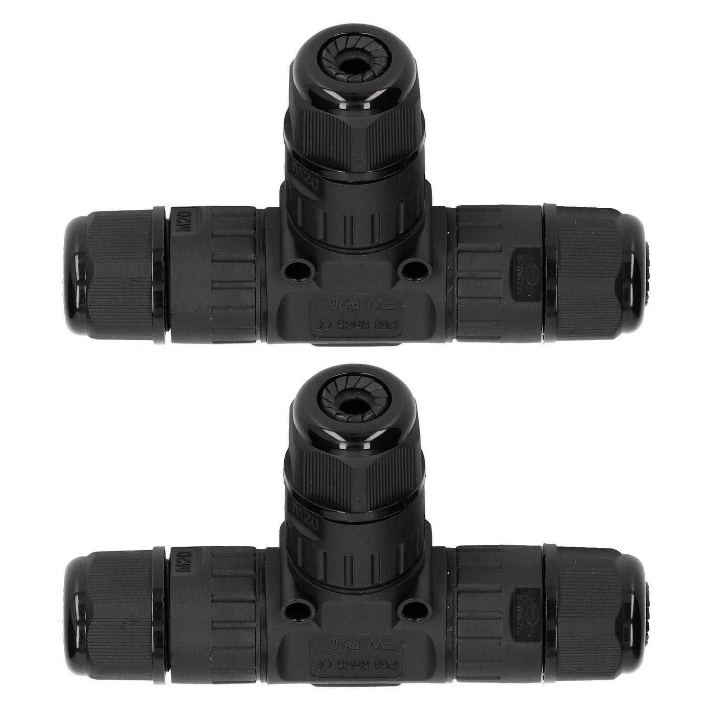 2PCS T Type Tee Junction Box Connector IP68 Waterproof 450V 16A 9-12mm 3 Way Cable Connector V1294-YM0523-3114220019311
