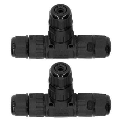 2PCS T Type Tee Junction Box Connector IP68 Waterproof 450V 16A 9-12mm 3 Way Cable Connector V1294-YM0523-3114220019311