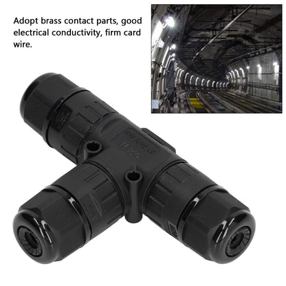 2PCS T Type Tee Junction Box Connector IP68 Waterproof 450V 16A 9-12mm 3 Way Cable Connector V1294-YM0523-3114220019311