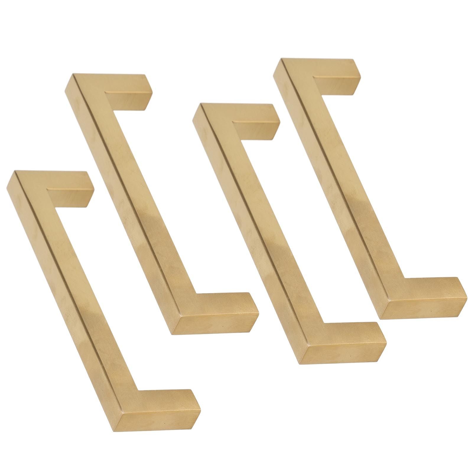 4 Sets Cabinet Door Handle Golden Stainless Steel Wardrobe Handles Replacement Kitchen Cupboard Pull12x12x96mm V1294-YM0523-3114220019611