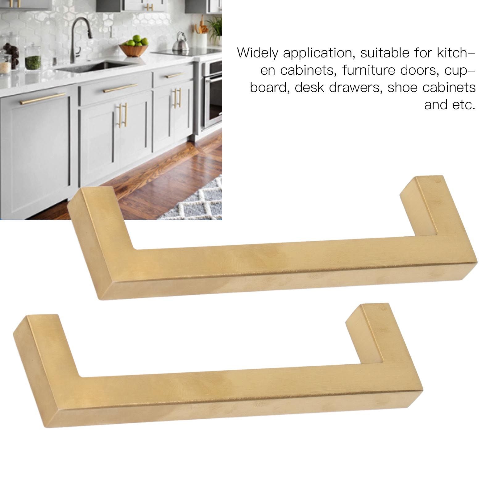 4 Sets Cabinet Door Handle Golden Stainless Steel Wardrobe Handles Replacement Kitchen Cupboard V1294-YM0523-3114220019612