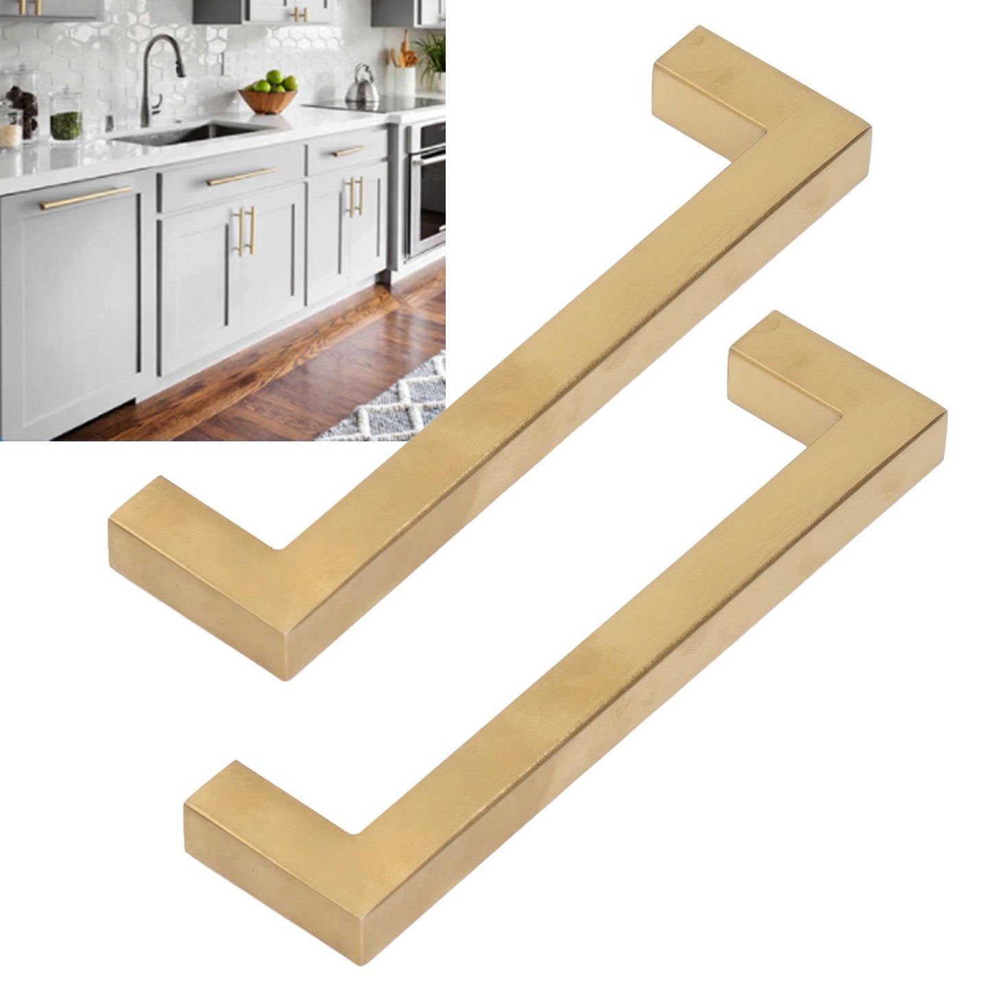 4 Sets Cabinet Door Handle Golden Stainless Steel Wardrobe Handles Replacement Kitchen Cupboard V1294-YM0523-3114220019613
