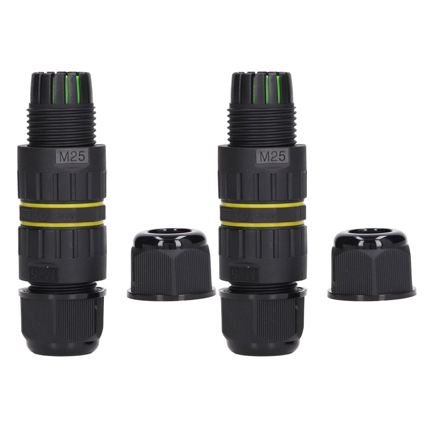 2PCS Junction Box Connector Garden M25 4 Core IP68 Waterproof 10-14mm Electrical Power Cable Junction Box V1294-YM0523-3114220020011