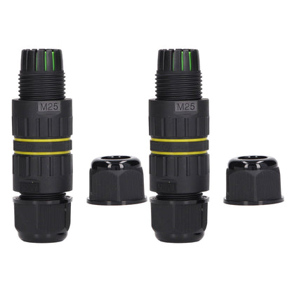 2PCS Junction Box Connector Garden M25 4 Core IP68 Waterproof 10-14mm Electrical Power Cable Junction Box V1294-YM0523-3114220020011