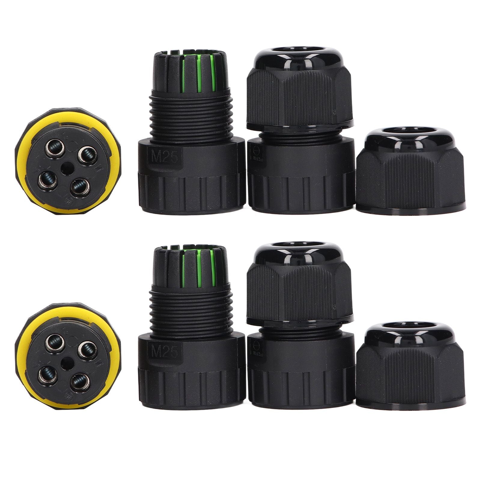 2PCS Junction Box Connector Garden M25 4 Core IP68 Waterproof 10-14mm Electrical Power Cable Junction Box V1294-YM0523-3114220020011