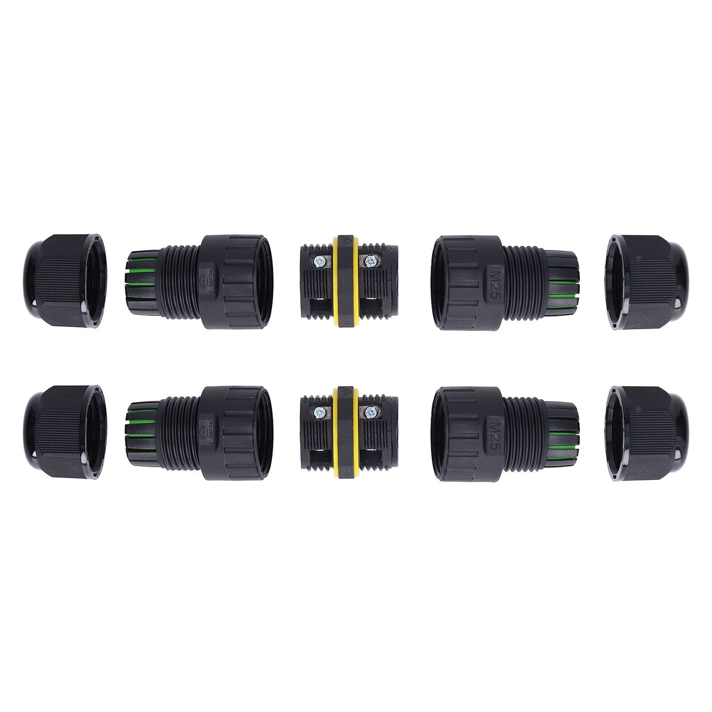 2PCS Junction Box Connector Garden M25 4 Core IP68 Waterproof 10-14mm Electrical Power Cable Junction Box V1294-YM0523-3114220020011