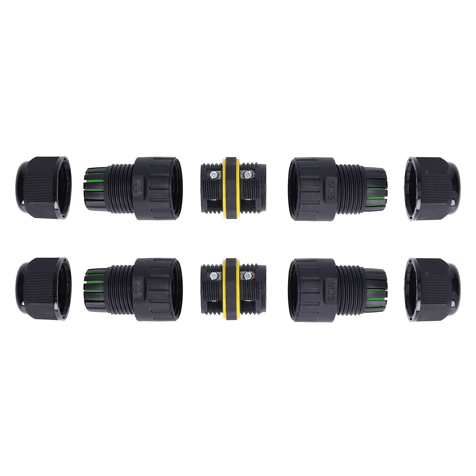 2PCS Junction Box Connector Garden M25 4 Core IP68 Waterproof 10-14mm Electrical Power Cable Junction Box V1294-YM0523-3114220020011