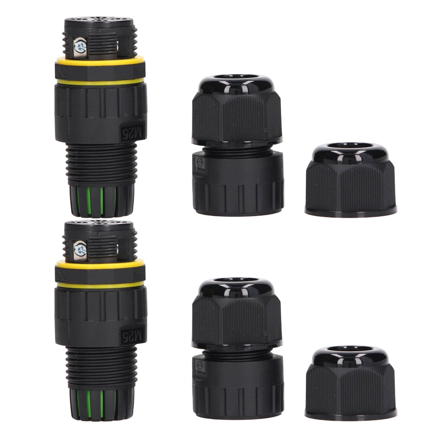 2PCS Junction Box Connector Garden M25 4 Core IP68 Waterproof 10-14mm Electrical Power Cable Junction Box V1294-YM0523-3114220020011