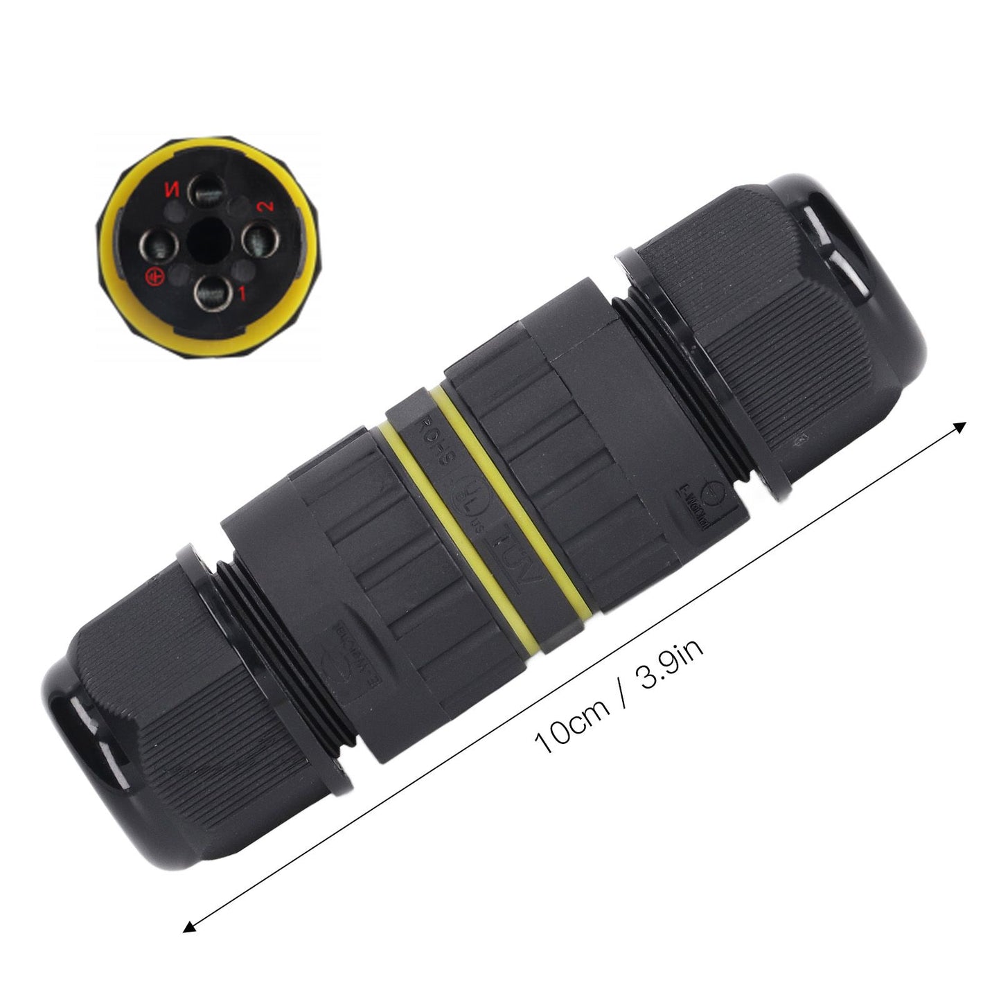 2PCS Junction Box Connector Garden M25 4 Core IP68 Waterproof 10-14mm Electrical Power Cable Junction Box V1294-YM0523-3114220020011