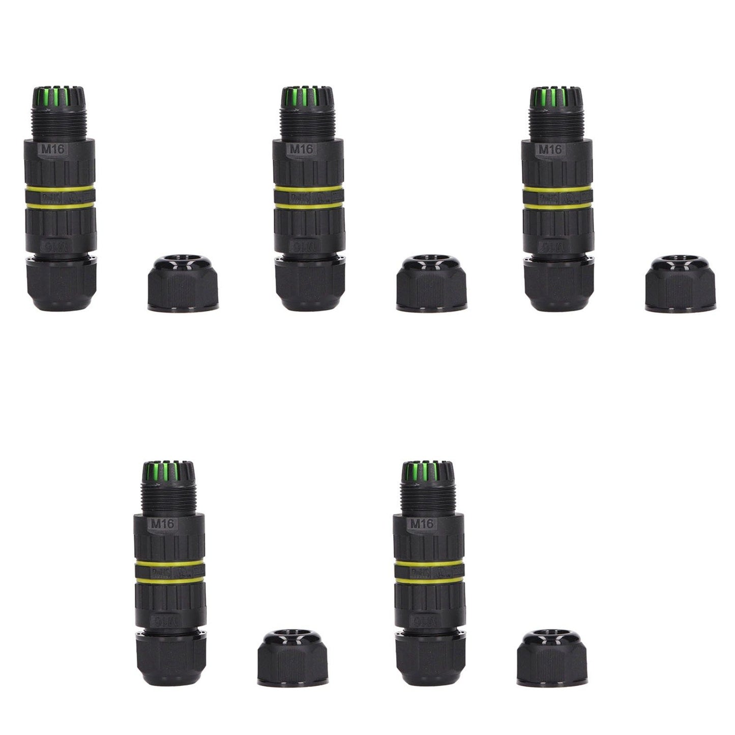 5Pcs Outdoor Electrical Cable Connector IP68 Waterproof 3 Core Wire Connectors 7-10mm V1294-YM0523-3114220020511