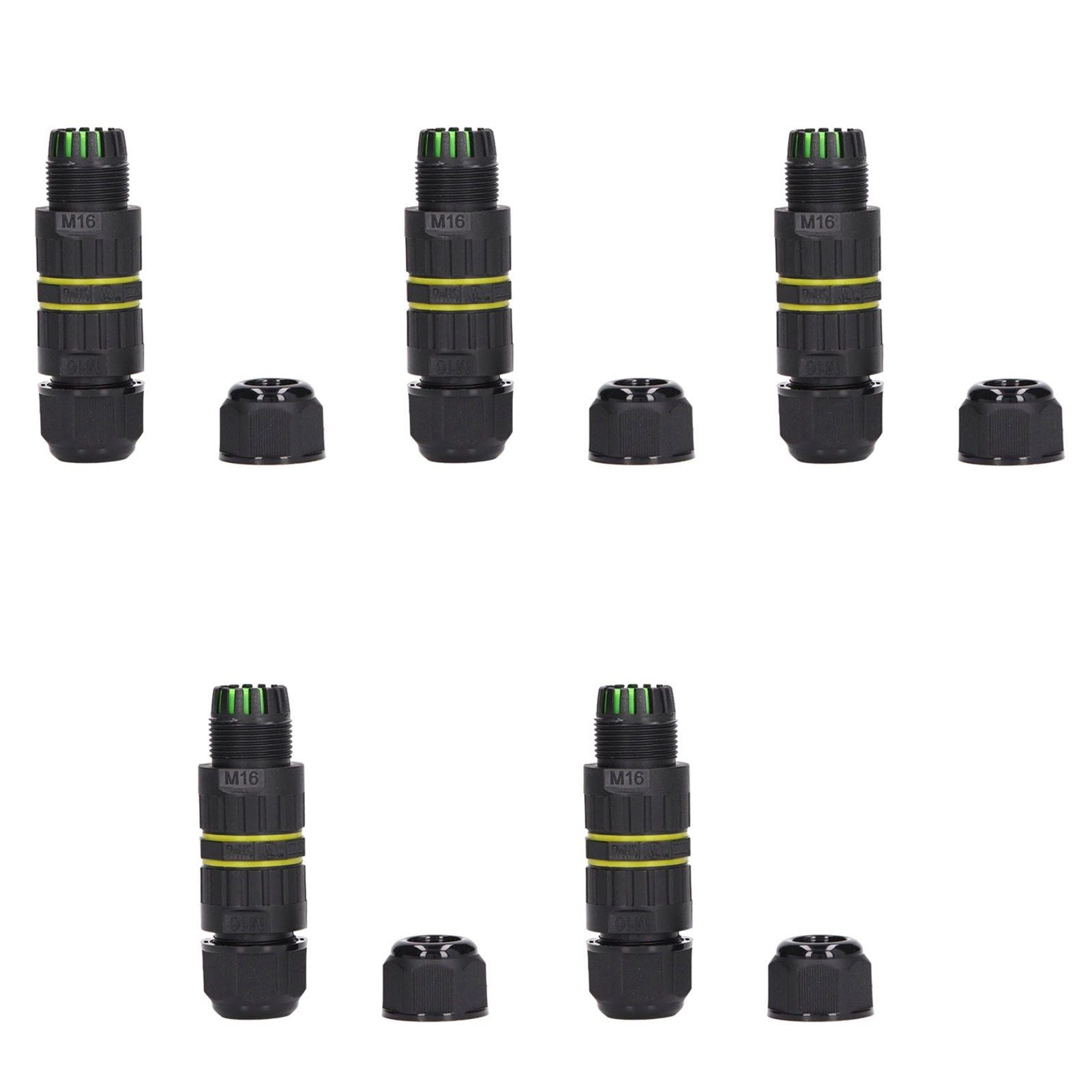 5Pcs Outdoor Electrical Cable Connector IP68 Waterproof 3 Core Wire Connectors 7-10mm V1294-YM0523-3114220020511