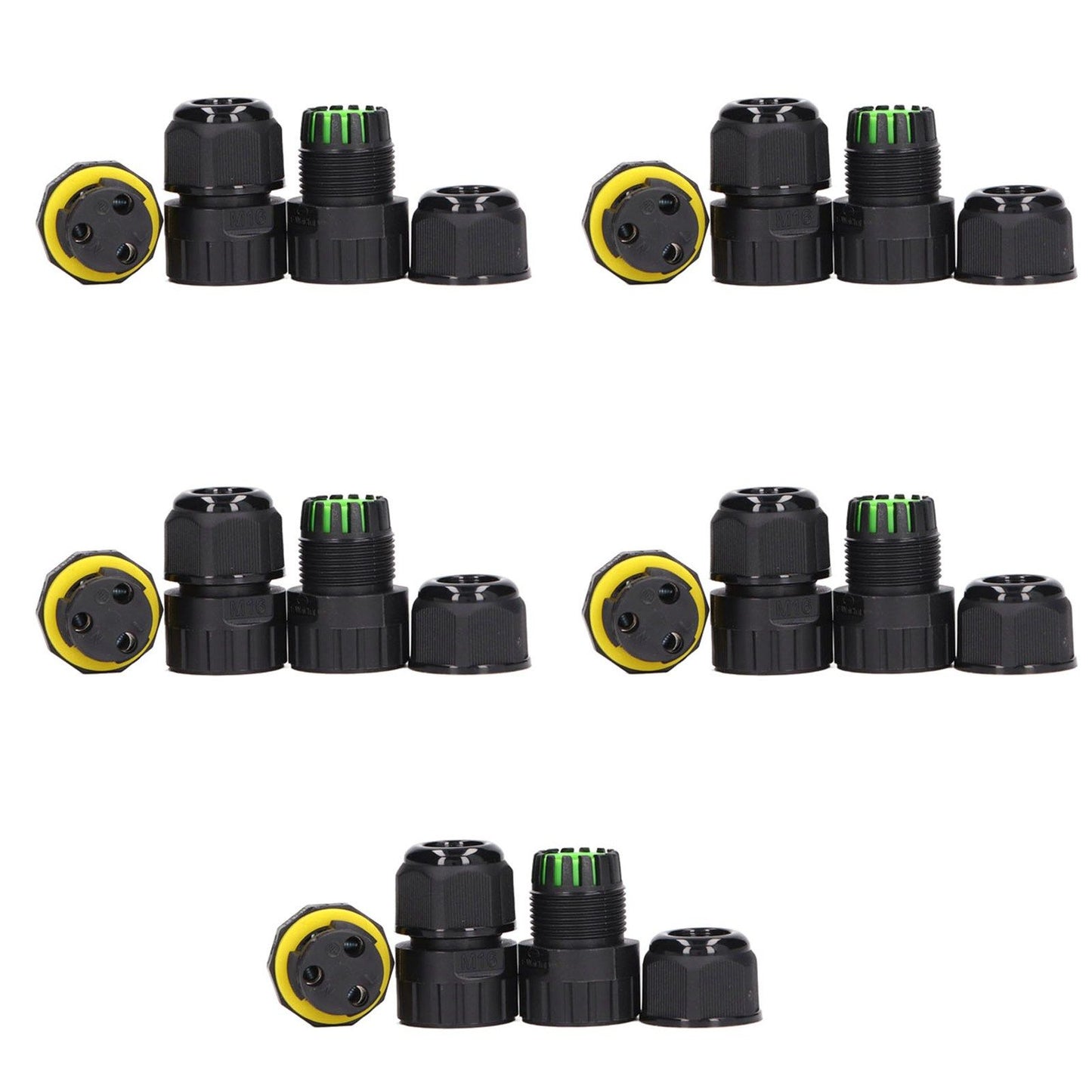 5Pcs Outdoor Electrical Cable Connector IP68 Waterproof 3 Core Wire Connectors 7-10mm V1294-YM0523-3114220020511