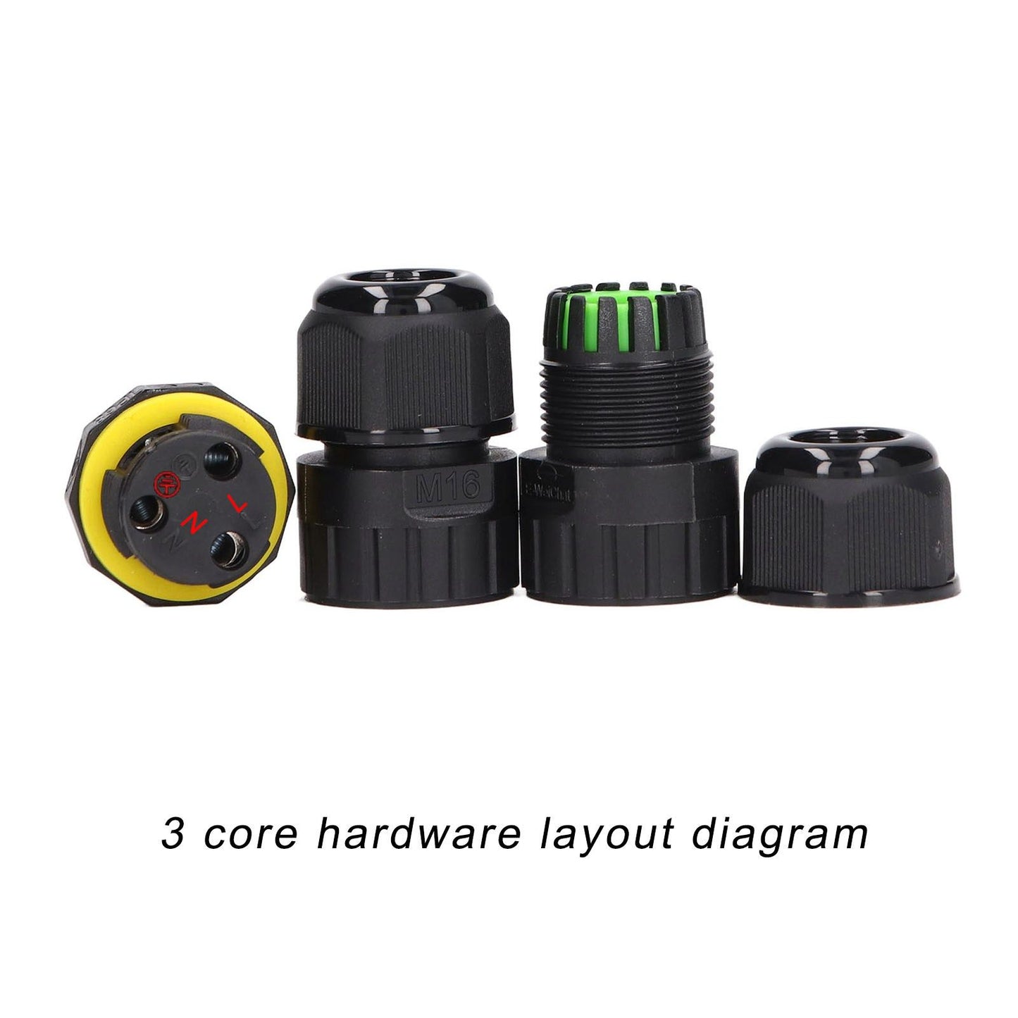 5Pcs Outdoor Electrical Cable Connector IP68 Waterproof 3 Core Wire Connectors 7-10mm V1294-YM0523-3114220020511