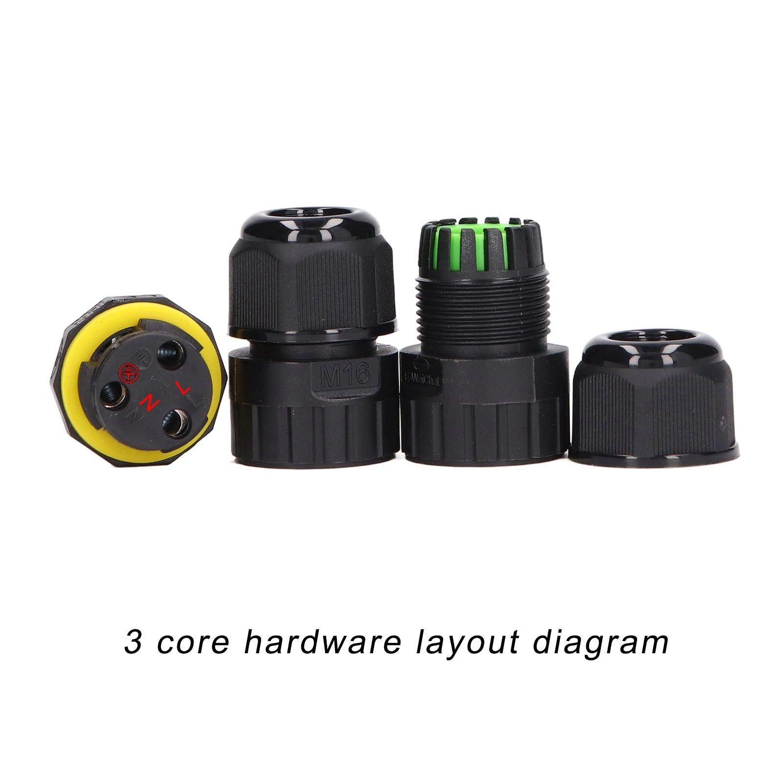5Pcs Outdoor Electrical Cable Connector IP68 Waterproof 3 Core Wire Connectors 7-10mm V1294-YM0523-3114220020511