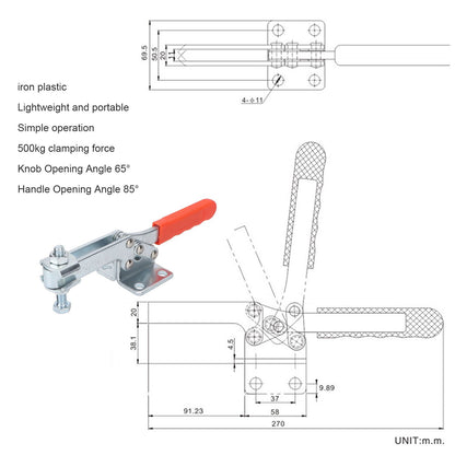 Toggle Clamp 500kg Clamping Force Portable GH Horizontal Quick Release Toggle Clamp for Heavy Duty Welding V1294-YM0523-3114220021811