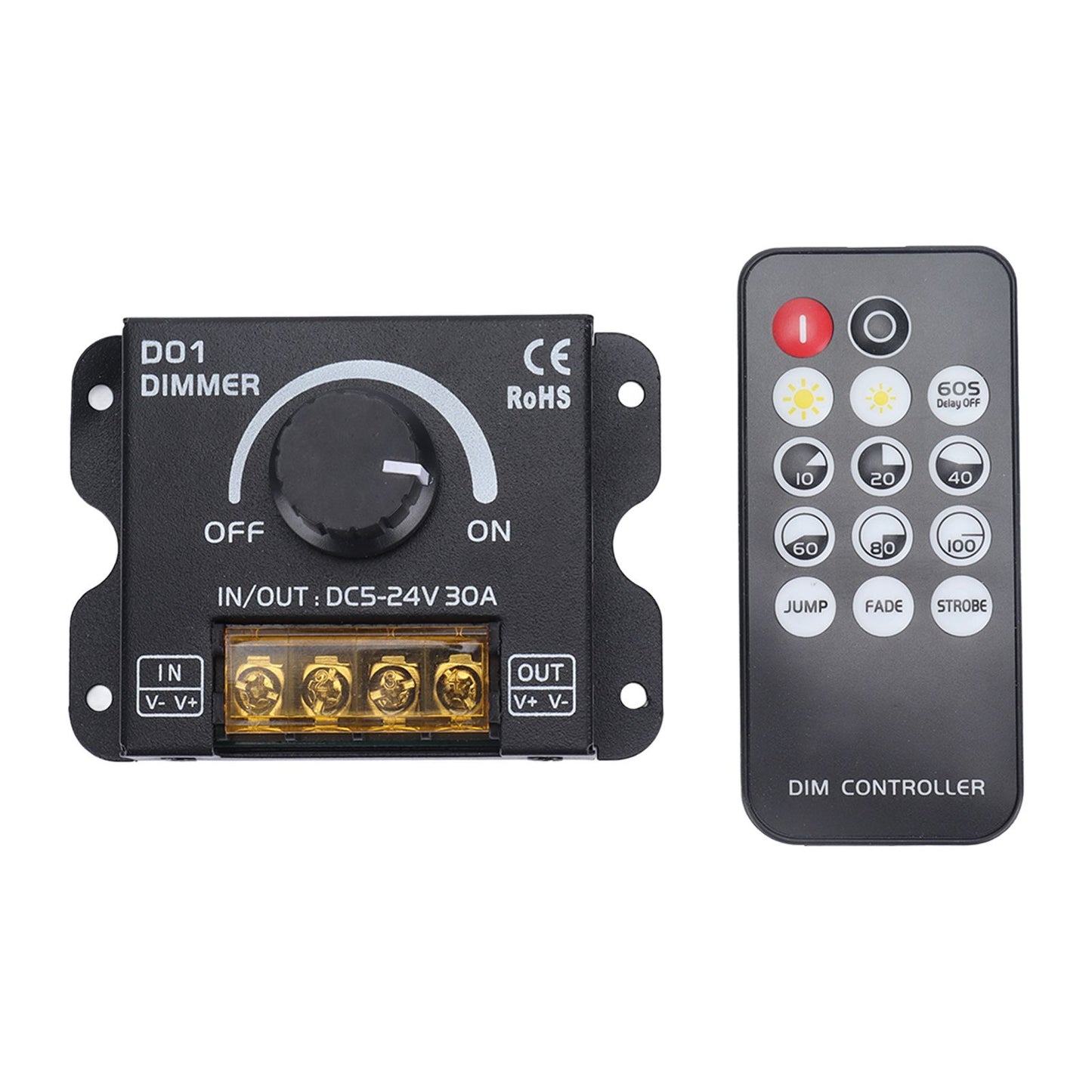 14 Key LED Light Strip Wireless Knob Dimmer Lighting Dimming Controller DC5V-24V with Remote Control V1294-YM0523-3114220023411