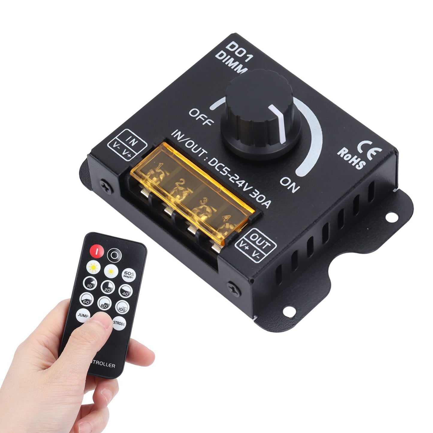 14 Key LED Light Strip Wireless Knob Dimmer Lighting Dimming Controller DC5V-24V with Remote Control V1294-YM0523-3114220023411