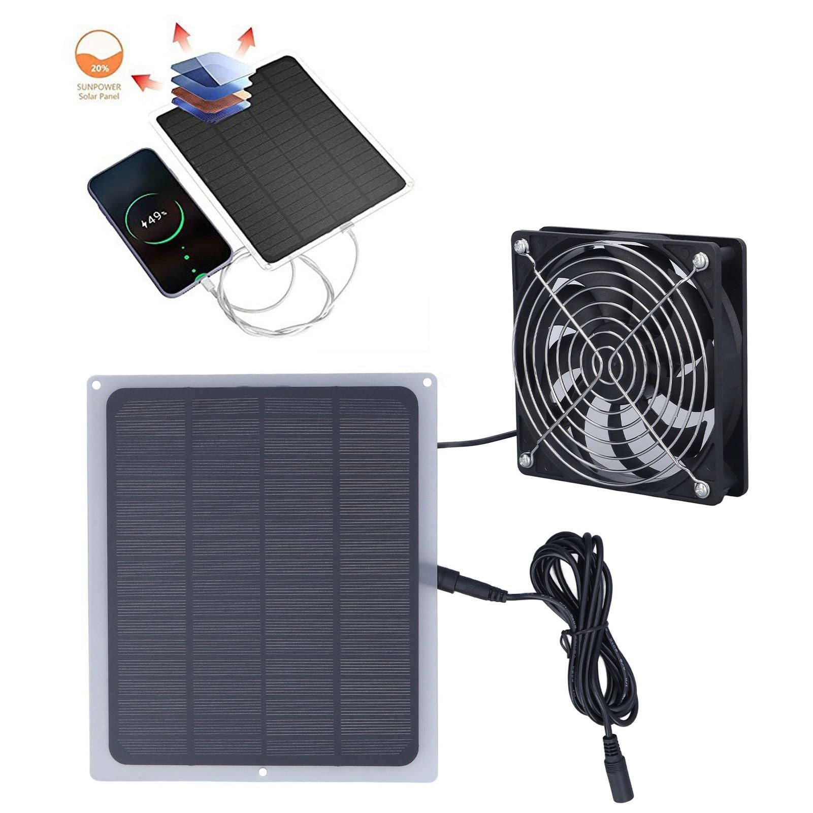 6W Solar Panel Fan with Protecting Net Waterproof Greenhouse Chicken House Solar Fan for Outdoor V1294-YM0523-3114220024111