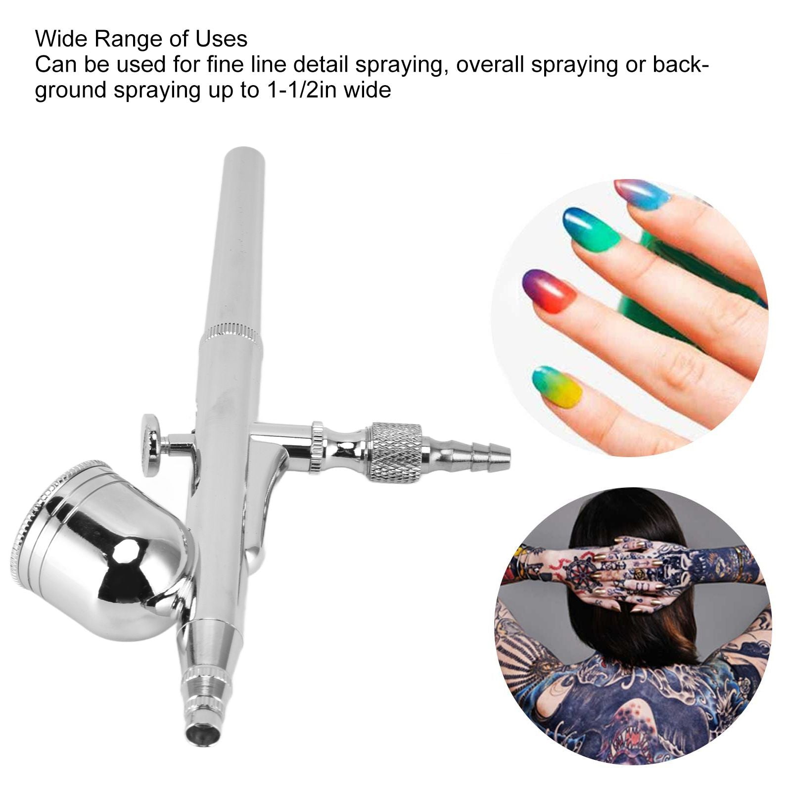 Airbrush Kit Stainless Steel Precise Dual Action Small Paint Spray Pen for Temporary Tattoo Cake V1294-YM0523-3114220024411
