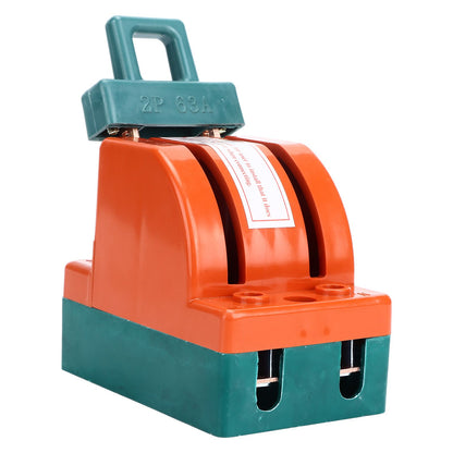 Knife Safety Switch 2 Pole 63A AC 220V Single Throw ABS Copper Disconnect Knife Switch for Fail Safe Circuit V1294-YM0523-3114220024811