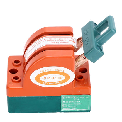 Knife Safety Switch 2 Pole 63A AC 220V Single Throw ABS Copper Disconnect Knife Switch for Fail Safe Circuit V1294-YM0523-3114220024811