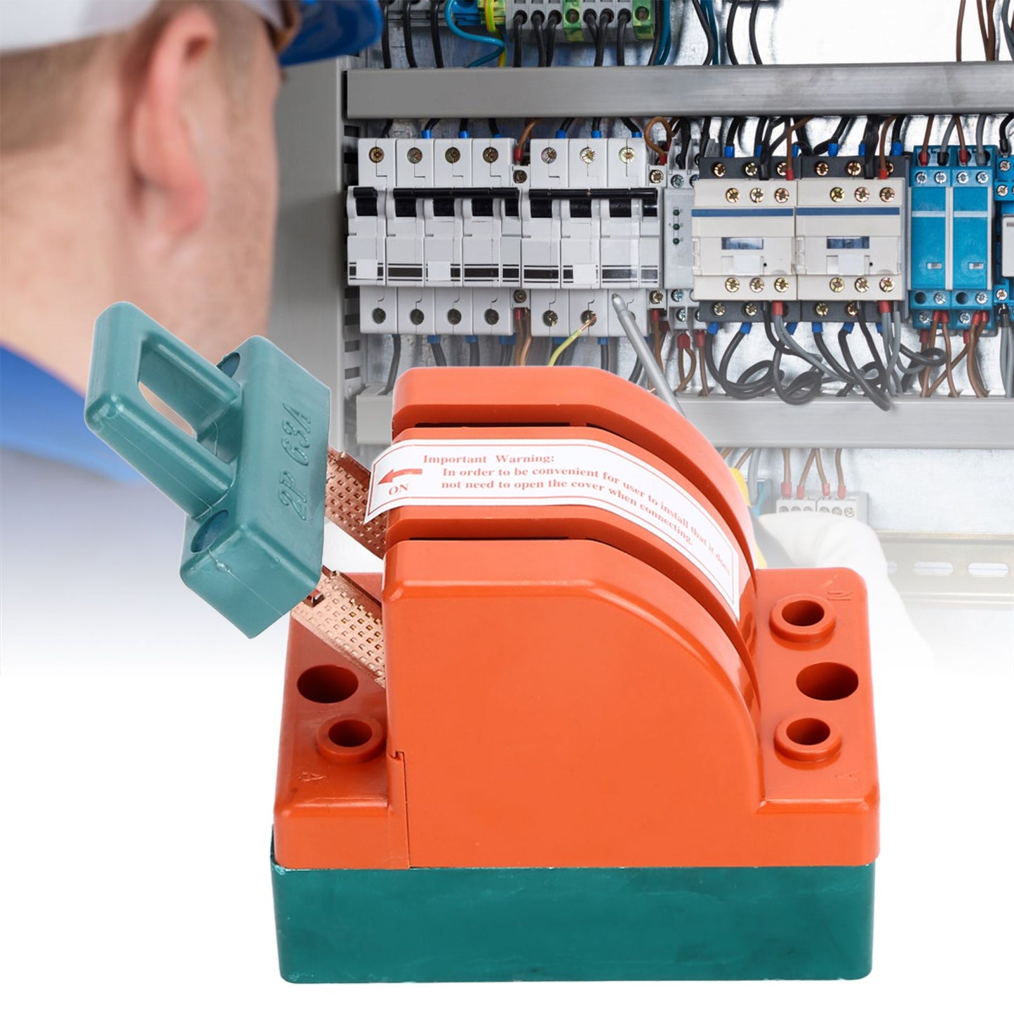 Knife Safety Switch 2 Pole 63A AC 220V Single Throw ABS Copper Disconnect Knife Switch for Fail Safe Circuit V1294-YM0523-3114220024811