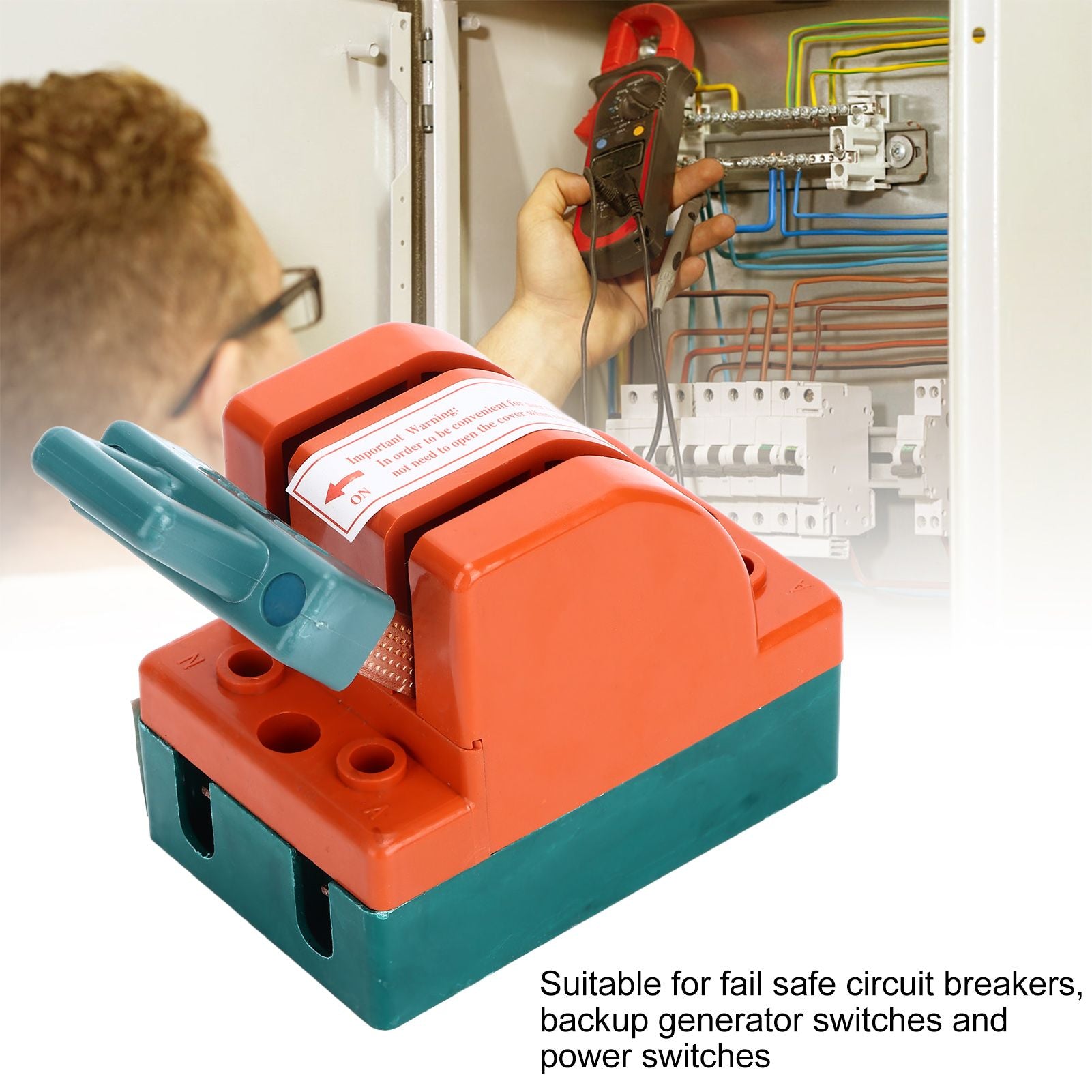 Knife Safety Switch 2 Pole 63A AC 220V Single Throw ABS Copper Disconnect Knife Switch for Fail Safe Circuit V1294-YM0523-3114220024811