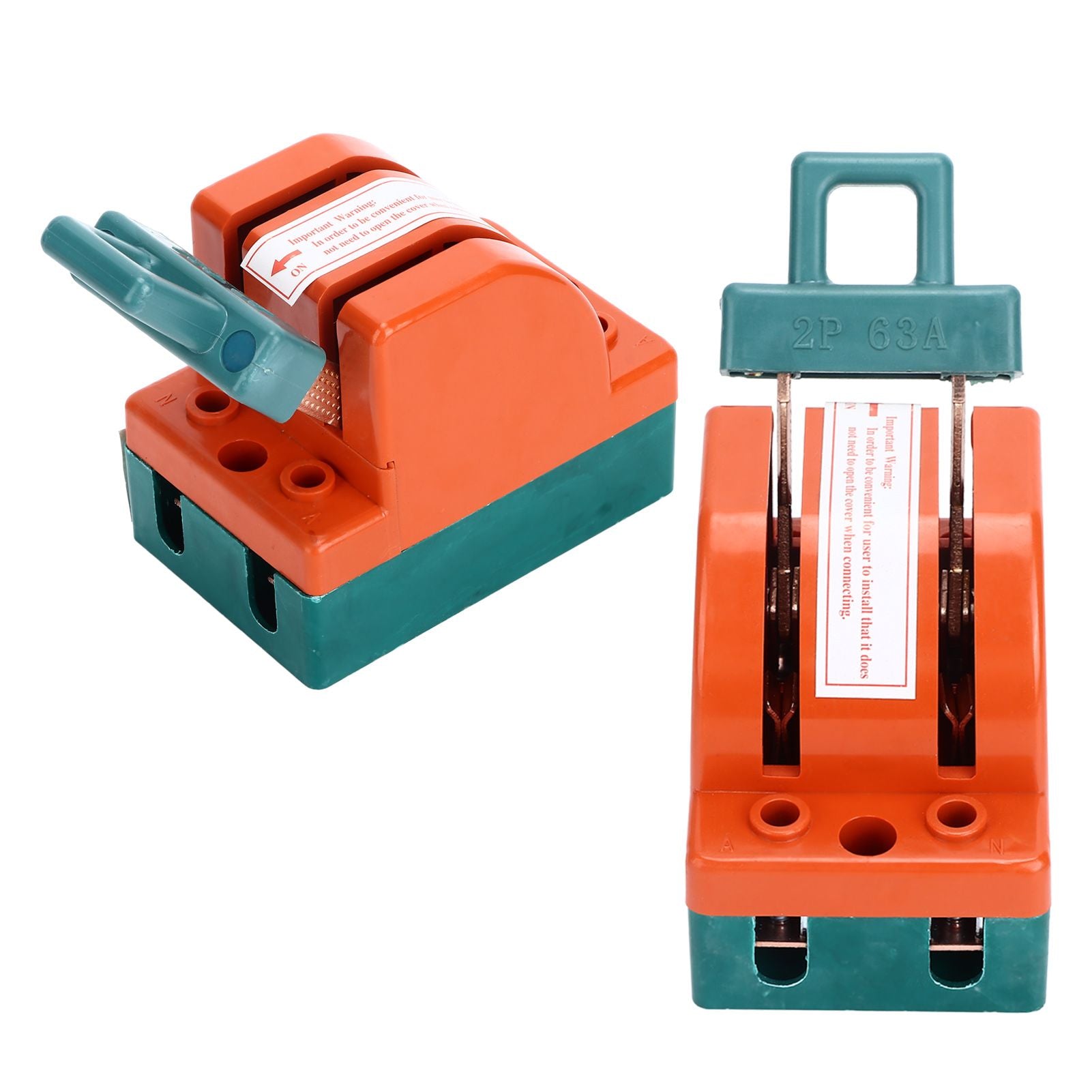 Knife Safety Switch 2 Pole 63A AC 220V Single Throw ABS Copper Disconnect Knife Switch for Fail Safe Circuit V1294-YM0523-3114220024811