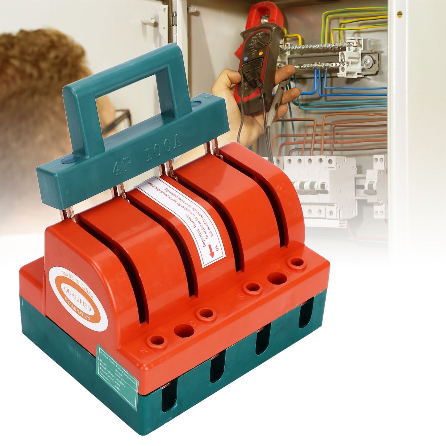 Knife Safety Switch 4P Single Throw 100A AC 380V Terminal Connection Disconnect Knife Switch for Power V1294-YM0523-3114220024911
