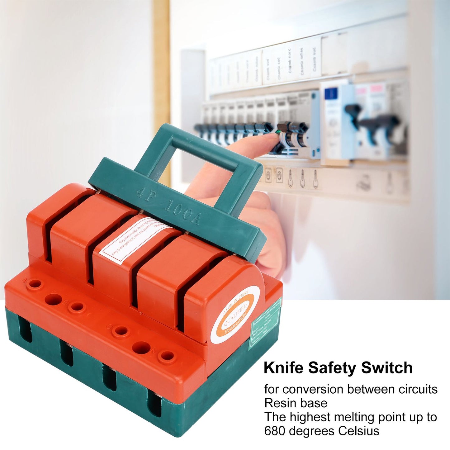 Knife Safety Switch 4P Single Throw 100A AC 380V Terminal Connection Disconnect Knife Switch for Power V1294-YM0523-3114220024911