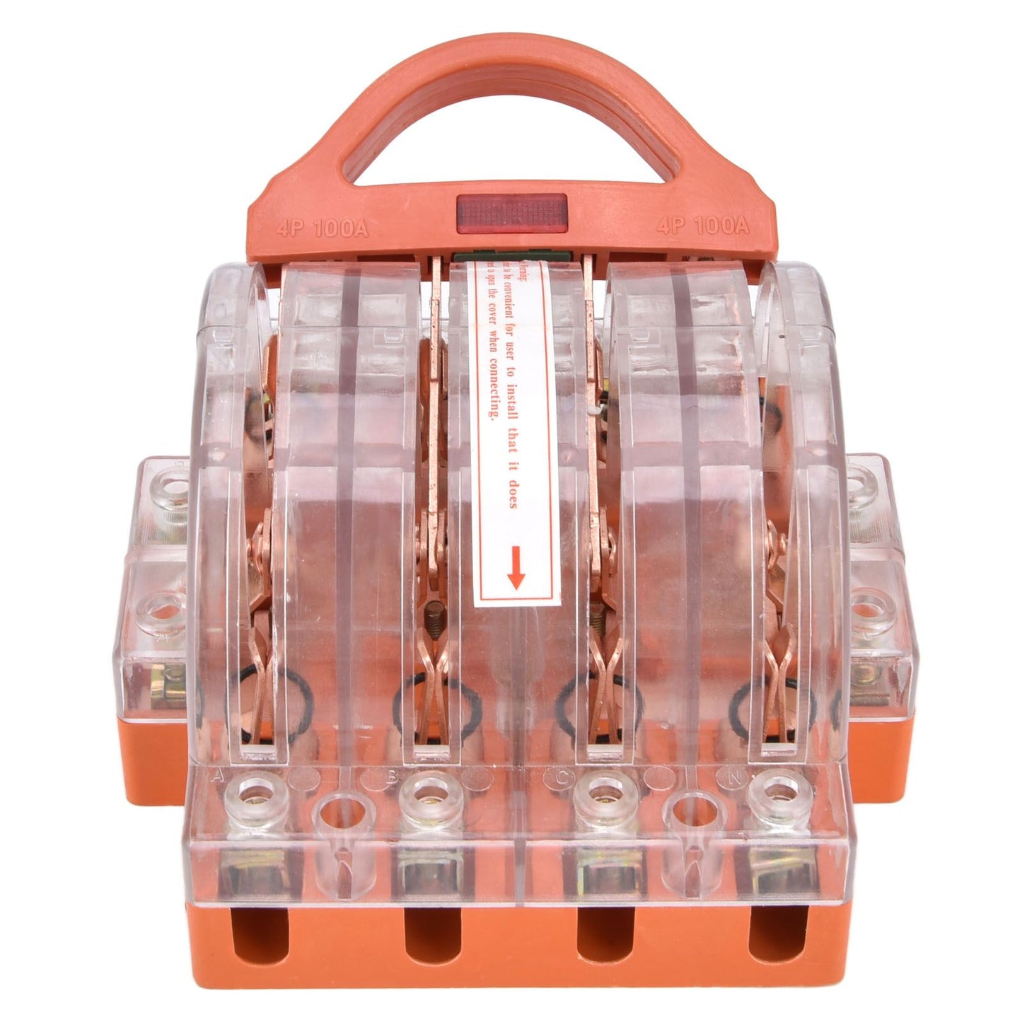 Knife Safety Switch AC380V 100A 4 Pole Double Throw Transparent Shell LED Indicators Disconnect Knife Switch V1294-YM0523-3114220025111
