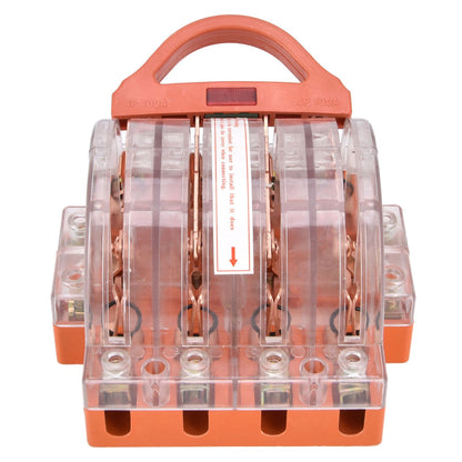 Knife Safety Switch AC380V 100A 4 Pole Double Throw Transparent Shell LED Indicators Disconnect Knife Switch V1294-YM0523-3114220025111
