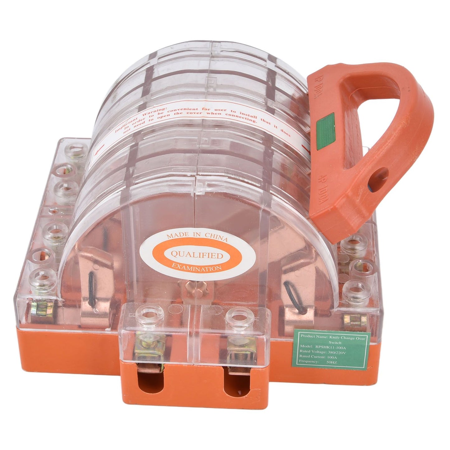 Knife Safety Switch AC380V 100A 4 Pole Double Throw Transparent Shell LED Indicators Disconnect Knife Switch V1294-YM0523-3114220025111