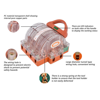 Knife Safety Switch AC380V 100A 4 Pole Double Throw Transparent Shell LED Indicators Disconnect Knife Switch V1294-YM0523-3114220025111